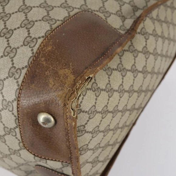 GUCCI GG Supreme Web Sherry Line Boston Bag PVC Beige Gold - Picture 12 of 16